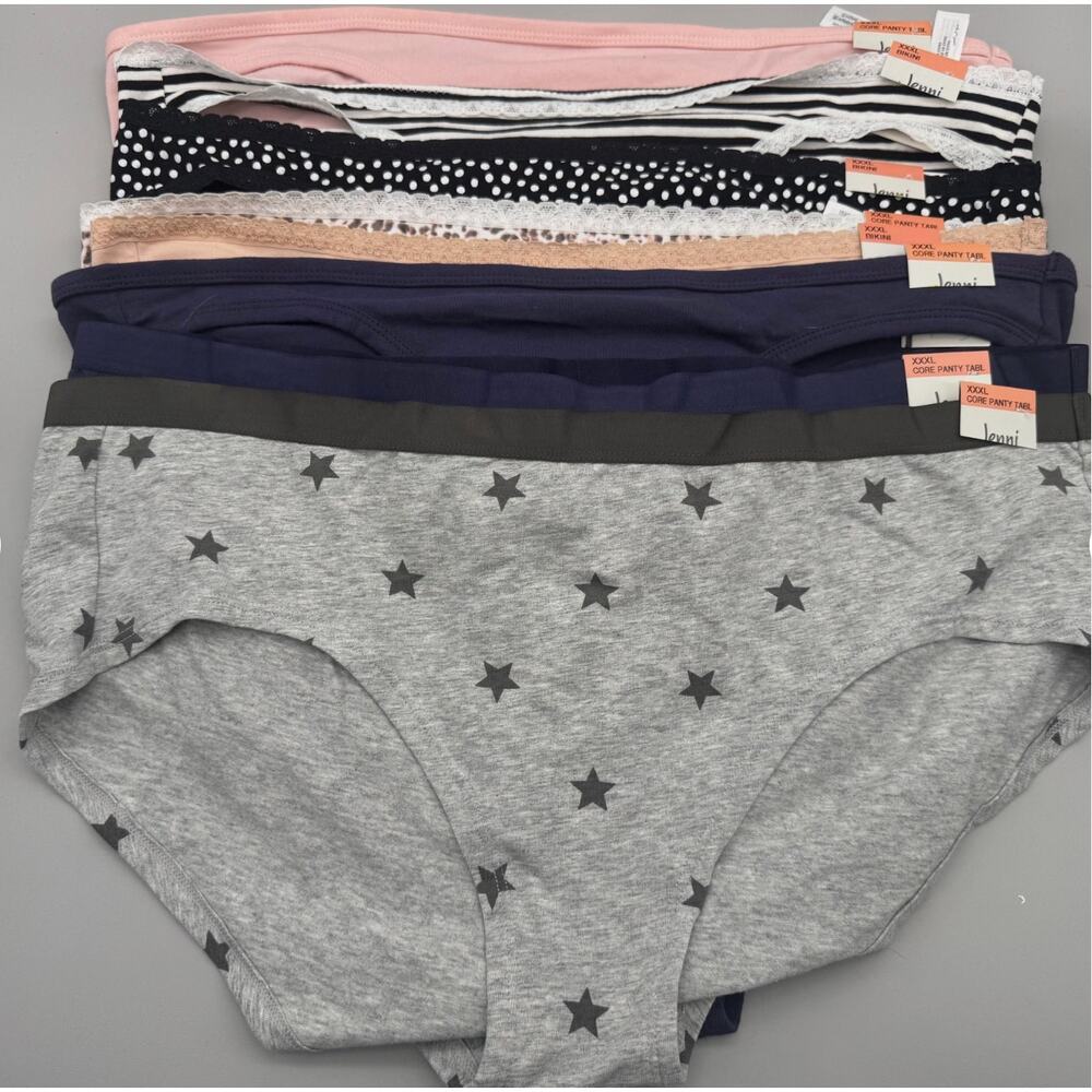 Jenni Intimates Hipster Brief Underwear Panties Size XXXL 3XL 8 Pairs Multicolor